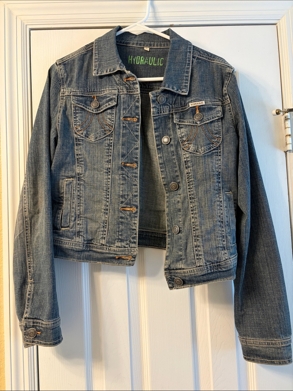 Hydraulic Washed Blue Denim Jacket